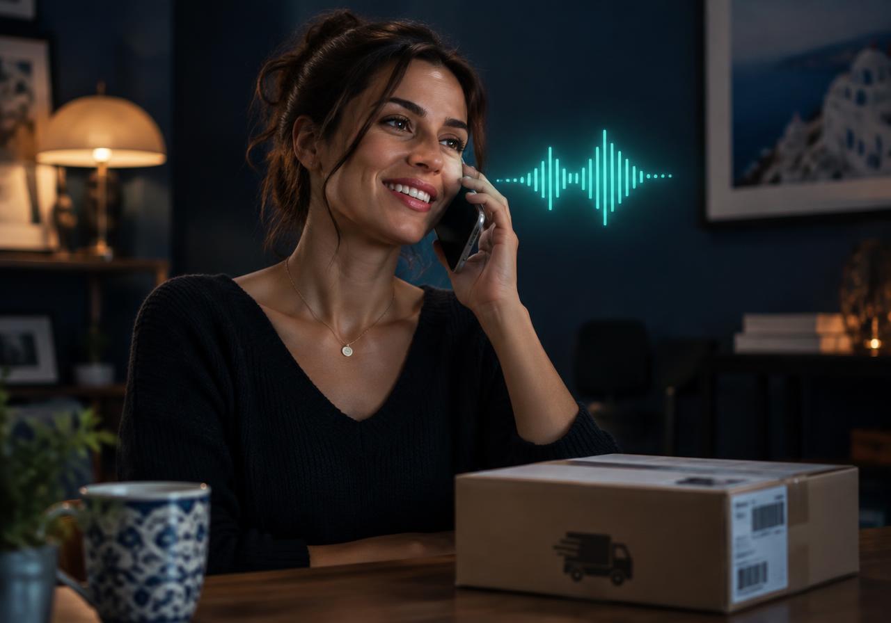 Πελάτισσα μιλά με το Call Center AI για την παραγγελία της